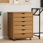 vidaXL Rollschrank mit Schubladen MOSS Honigbraun Massivholz Kiefer