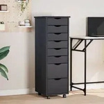 vidaXL Rollschrank mit Schubladen MOSS Grau Massivholz Kiefer
