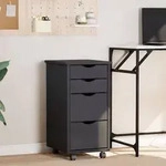 vidaXL Rollschrank mit Schubladen MOSS Grau Massivholz Kiefer