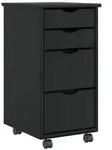 vidaXL Rollschrank mit Schubladen MOSS Schwarz Massivholz Kiefer