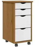 vidaXL Rollschrank mit Schubladen MOSS Honigbraun Massivholz Kiefer