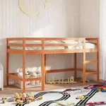 vidaXL Kinderhochbett mit Leiter Wachsbraun 80x200cm Massivholz Kiefer