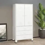 vidaXL Industrial Kleiderschrank Wei&szlig; 90x50x180 cm Metall