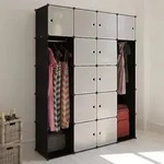 vidaXL Modularer Schrank mit 14 F&auml;chern schwarz/wei&szlig; 37x146x180,5cm