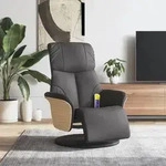 vidaXL Massagesessel mit Fu&szlig;teil Grau Kunstleder
