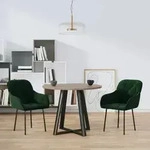 vidaXL Esszimmerst&uuml;hle 2 Stk. Dunkelgr&uuml;n Samt