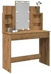 vidaXL Schminktisch mit LED-Leuchten Artisan-Eiche 96x40x142 cm