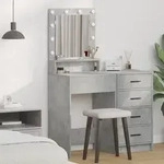 vidaXL Schminktisch mit LED-Leuchten Betongrau 50x41x135 cm