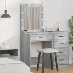 vidaXL Schminktisch mit LED-Leuchten Grau Sonoma 50x41x135 cm