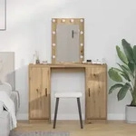 vidaXL Schminktisch mit LED-Leuchten Artisan Eiche 102x33x135 cm