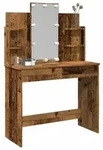 vidaXL Schminktisch mit LED-Leuchten Altholz-Optik 96x40x142 cm