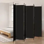 vidaXL 6-tlg. Paravent Schwarz 300x220 cm Stoff