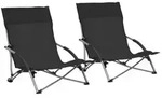 vidaXL Klappbare Strandst&uuml;hle 2 Stk. Schwarz Stoff