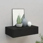 vidaXL Wandregal mit Schublade Schwarz 40x23,5x10 cm MDF