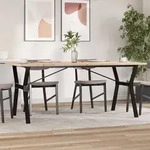vidaXL Esstisch Y-Gestell 180x90x75,5 cm Massivholz Kiefer & Stahl