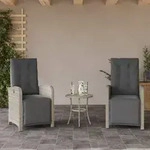 vidaXL Gartensessel mit Fu&szlig;teil 2Stk. Verstellbar Hellgrau Poly Rattan