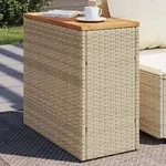 vidaXL Garten-Beistelltisch Holzplatte Beige 58x27,5x55 cm Poly Rattan