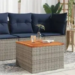 vidaXL Gartentisch Grau 55x55x37 cm Poly Rattan und Akazienholz