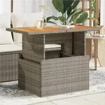 vidaXL Gartentisch Grau 100x55x73 cm Poly Rattan und Akazienholz
