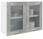 vidaXL H&auml;ngeglasschrank Lyon Betongrau 80x31x60 cm