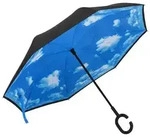 vidaXL Regenschirm C-Griff Schwarz 108 cm