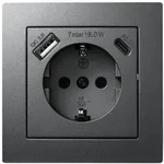 "Schutzkontakt-Steckdose McPower "Flair" 1x USB-C 18W PD, 1x USB-A, anthrazit"