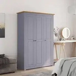 vidaXL Kleiderschrank 3-T&uuml;rig Grau 118&times;50&times;171,5 cm Kiefer Panama Serie
