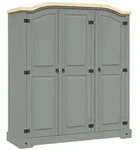 vidaXL Kleiderschrank Mexiko-Stil Kiefernholz 3 T&uuml;ren Grau