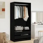 vidaXL Kleiderschrank in Schwarz und Eiche, 100x50x200 cm, aus Holzwerkstoff