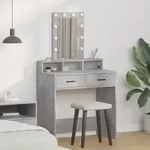 vidaXL Schminktisch mit LED-Leuchten Betongrau 79x41x140 cm