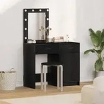 vidaXL 2-tlg. Schminktisch-Set mit LED-Leuchten Schwarz Holzwerkstoff