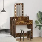 vidaXL Schminktisch mit LED-Leuchten R&auml;uchereiche 79x41x140 cm