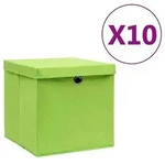 vidaXL Aufbewahrungsboxen mit Deckeln 10 Stk. 28x28x28 cm Gr&uuml;n