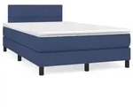vidaXL Boxspringbett mit Matratze & LED Blau 120x190 cm Stoff