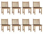 vidaXL Gartenst&uuml;hle 8 Stk. mit Kissen Massivholz Teak