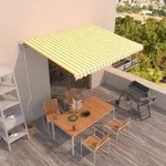 vidaXL Markise Automatisch Einziehbar 450x350 cm Gelb und Wei&szlig;