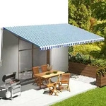 vidaXL Markisenbespannung Blau und Wei&szlig; 6x3,5 m