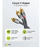 Goobay 65302 Plus Series Cinch Y-Kabel, 5 m, 5 m, schwarz-Silber - Cinch-Stecker