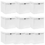 vidaXL Aufbewahrungsboxen mit Deckeln 10 Stk. Wei&szlig; 32x32x32 cm Stoff