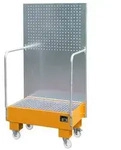 Bauer Fahrbare Auffangwanne mit Lochplattenwand LPW 60-2, lackiert, Gelborange