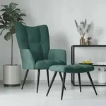 vidaXL Relaxsessel mit Hocker Dunkelgr&uuml;n Samt