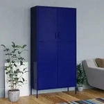 vidaXL Kleiderschrank Marineblau 90x50x180 cm Stahl