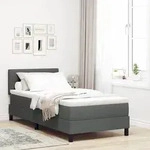 vidaXL Boxspringbett mit Matratze Dunkelgrau 80x200 cm Stoff