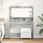 vidaXL Schminktisch mit LED-Leuchten Grau Sonoma 100x41x135 cm