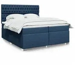vidaXL Boxspringbett mit Matratze Blau 200x200 cm Stoff