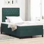 vidaXL LED Boxspringbett mit Matratze Dunkelgr&uuml;n 120x190 cm Samt
