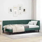 vidaXL Eckbettgestell mit Kopfteil Dunkelgr&uuml;n 90 cm x 190 cm Samt