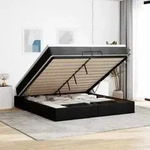vidaXL Ottoman-Bett mit Matratzen Schwarz 200x200 cm Stoff