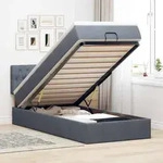 vidaXL Ottoman-Bett mit Matratze Dunkelgrau 90x190 cm Samt