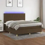vidaXL Boxspringbett mit Matratze & LED Dunkelbraun 160x200 cm Stoff